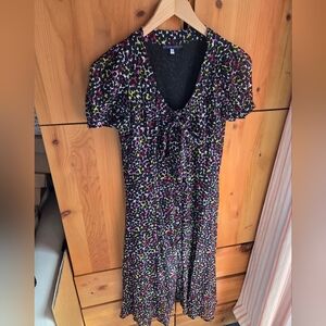 Ungaro Fever Black Patterned Silk Button Front Dress Size Small Or 44